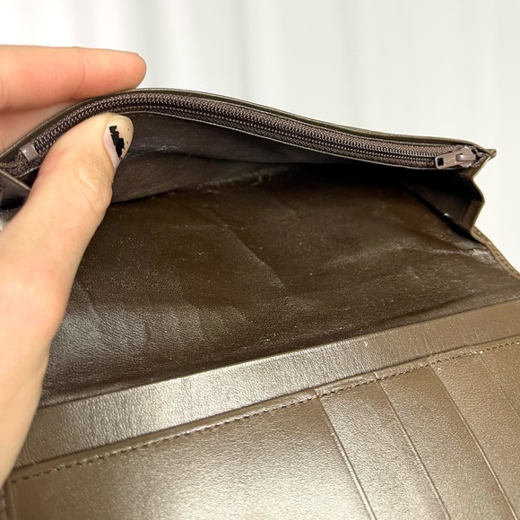 Burberry | vintage retro nova-check plaid canvas brown leather slim long wallet - Picture 7 of 11